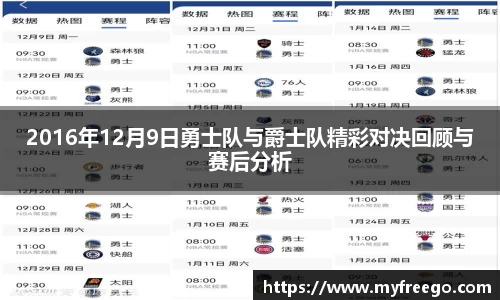 2016年12月9日勇士队与爵士队精彩对决回顾与赛后分析